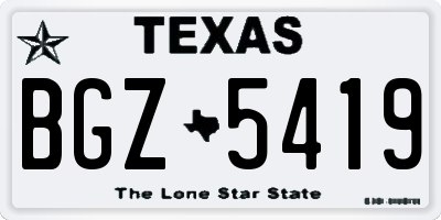 TX license plate BGZ5419