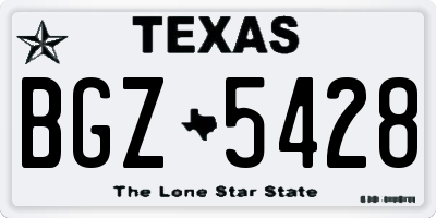 TX license plate BGZ5428