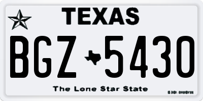 TX license plate BGZ5430