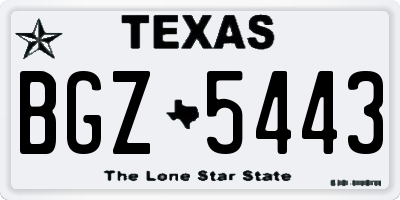 TX license plate BGZ5443