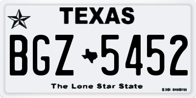 TX license plate BGZ5452