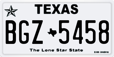 TX license plate BGZ5458