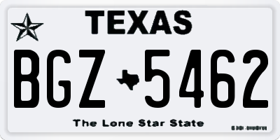 TX license plate BGZ5462