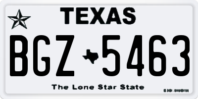 TX license plate BGZ5463