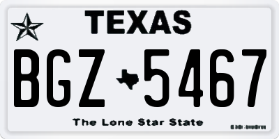 TX license plate BGZ5467