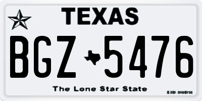 TX license plate BGZ5476