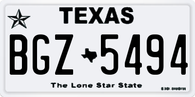 TX license plate BGZ5494