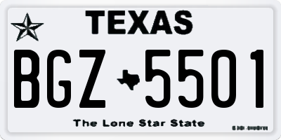 TX license plate BGZ5501