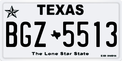 TX license plate BGZ5513