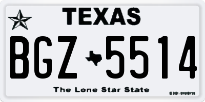 TX license plate BGZ5514