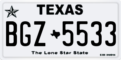 TX license plate BGZ5533