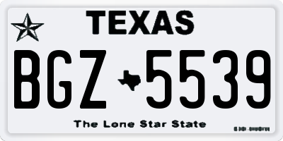 TX license plate BGZ5539