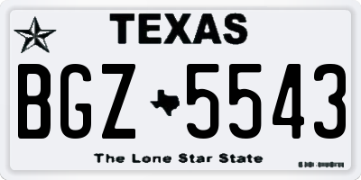 TX license plate BGZ5543