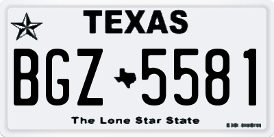 TX license plate BGZ5581