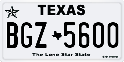 TX license plate BGZ5600