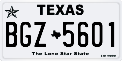 TX license plate BGZ5601