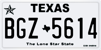 TX license plate BGZ5614