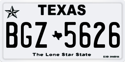 TX license plate BGZ5626