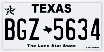TX license plate BGZ5634