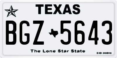 TX license plate BGZ5643