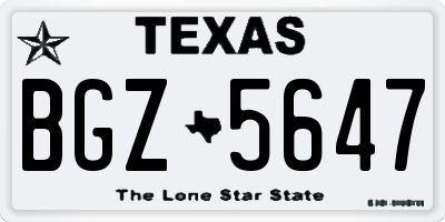 TX license plate BGZ5647