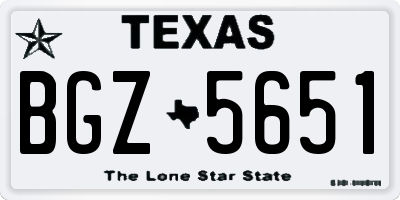 TX license plate BGZ5651