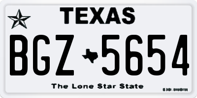 TX license plate BGZ5654