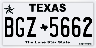 TX license plate BGZ5662