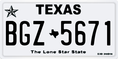 TX license plate BGZ5671