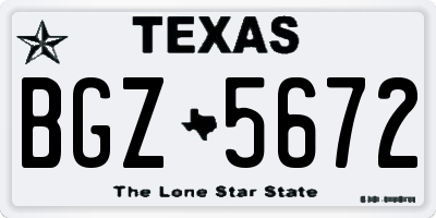 TX license plate BGZ5672