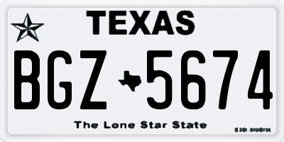 TX license plate BGZ5674