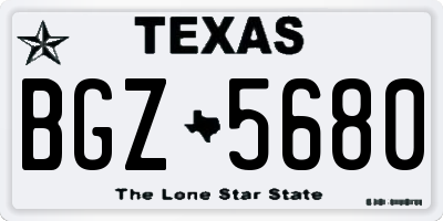 TX license plate BGZ5680