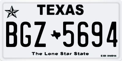 TX license plate BGZ5694