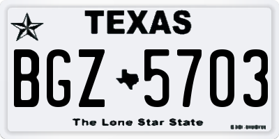 TX license plate BGZ5703