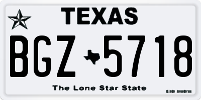 TX license plate BGZ5718