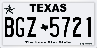 TX license plate BGZ5721
