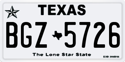 TX license plate BGZ5726