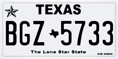 TX license plate BGZ5733