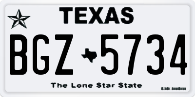 TX license plate BGZ5734