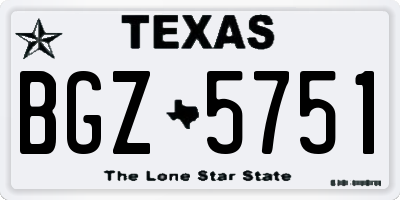 TX license plate BGZ5751