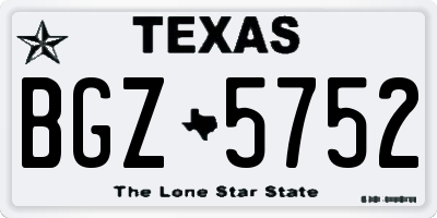TX license plate BGZ5752