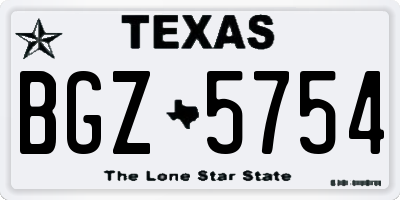 TX license plate BGZ5754