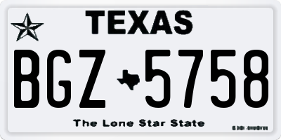 TX license plate BGZ5758