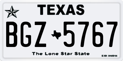 TX license plate BGZ5767