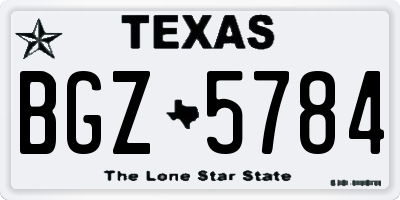 TX license plate BGZ5784
