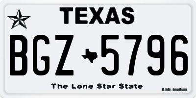 TX license plate BGZ5796