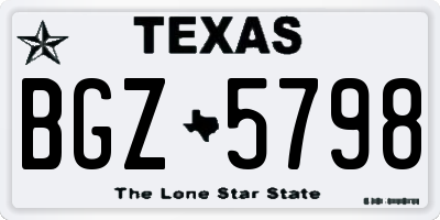 TX license plate BGZ5798