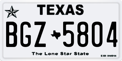 TX license plate BGZ5804