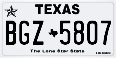 TX license plate BGZ5807