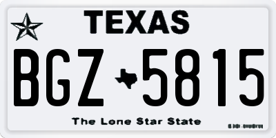 TX license plate BGZ5815